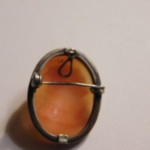 Antique Carved Shell Cameo Brooch Pin Pendant 800 Silver - Picture 2 of 8
